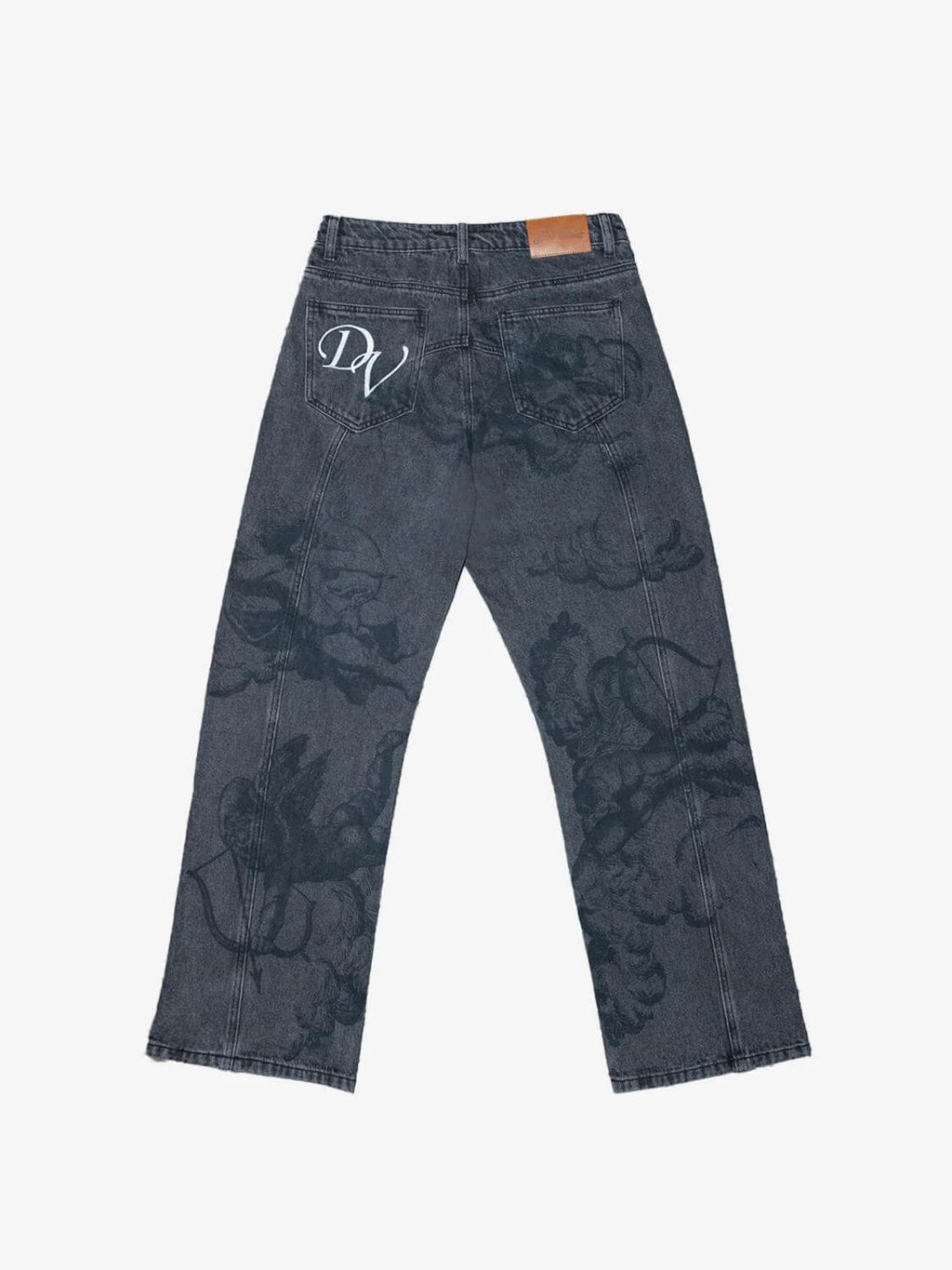 Washed Jeans With Cupid Print