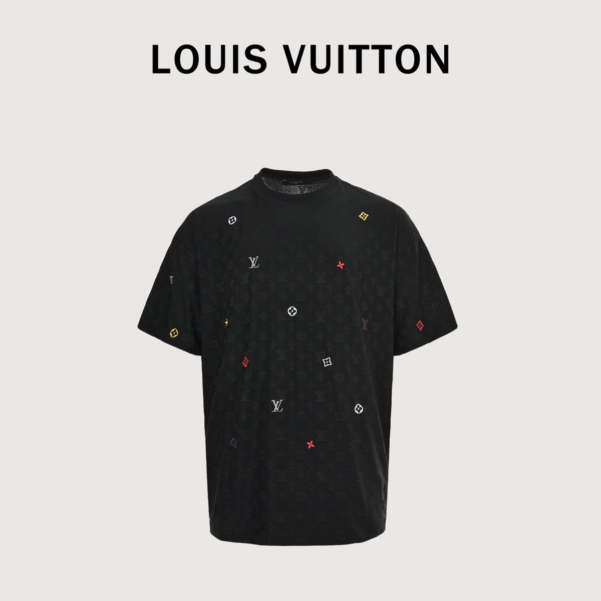 Louis Vuitton 2026SS Monogram Clover Embroidered Logo Short Sleeve T-Shirt - Black