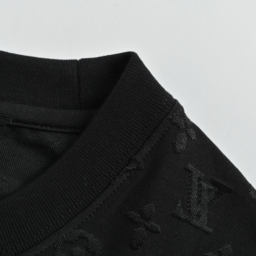 Louis Vuitton 2026SS Monogram Clover Embroidered Logo Short Sleeve T-Shirt - Black