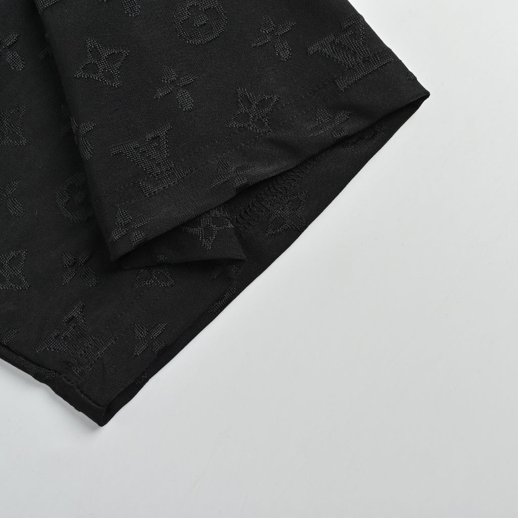 Louis Vuitton 2026SS Monogram Clover Embroidered Logo Short Sleeve T-Shirt - Black
