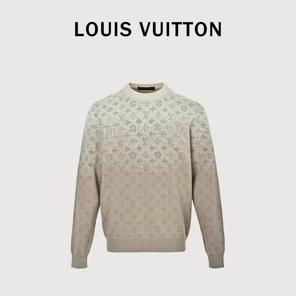Louis Vuitton LV Khaki Gradient All-Over Monogram Knit Sweater