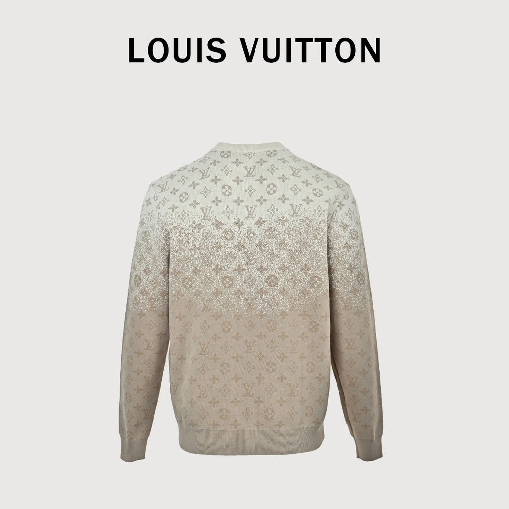 Louis Vuitton LV Khaki Gradient All-Over Monogram Knit Sweater
