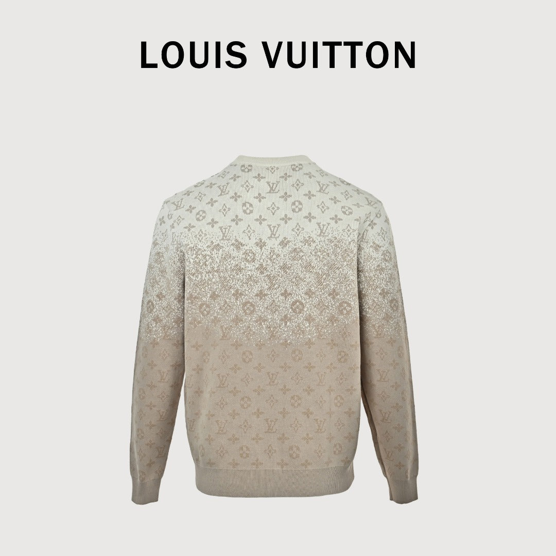 Louis Vuitton LV Khaki Gradient All-Over Monogram Knit Sweater