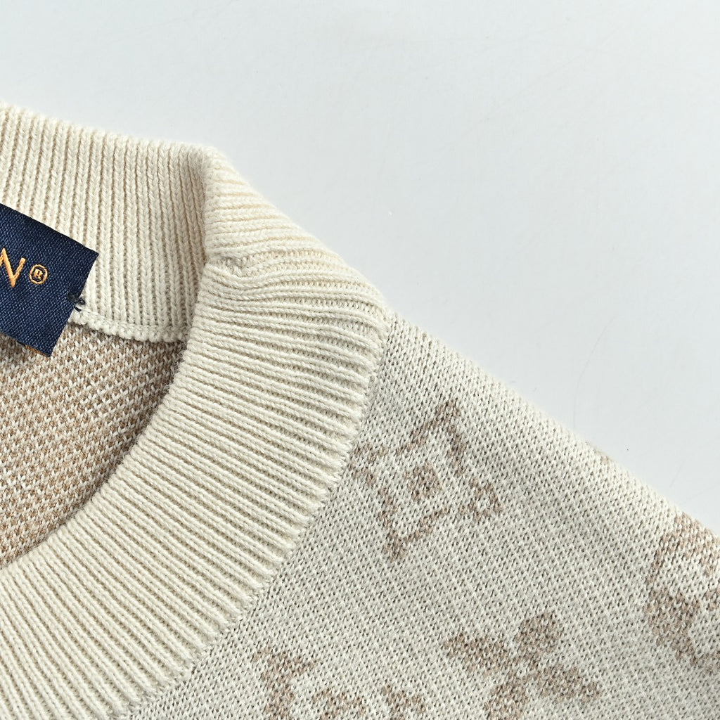 Louis Vuitton LV Khaki Gradient All-Over Monogram Knit Sweater