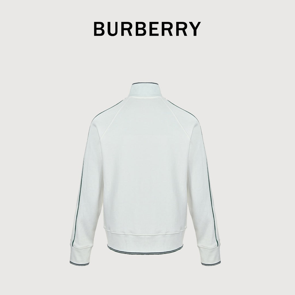 Burberry BBR Equestrian Knight Embroidered Nylon Stand-Collar Jacket - White