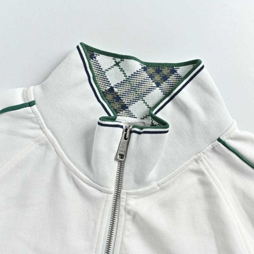 Burberry BBR Equestrian Knight Embroidered Nylon Stand-Collar Jacket - White