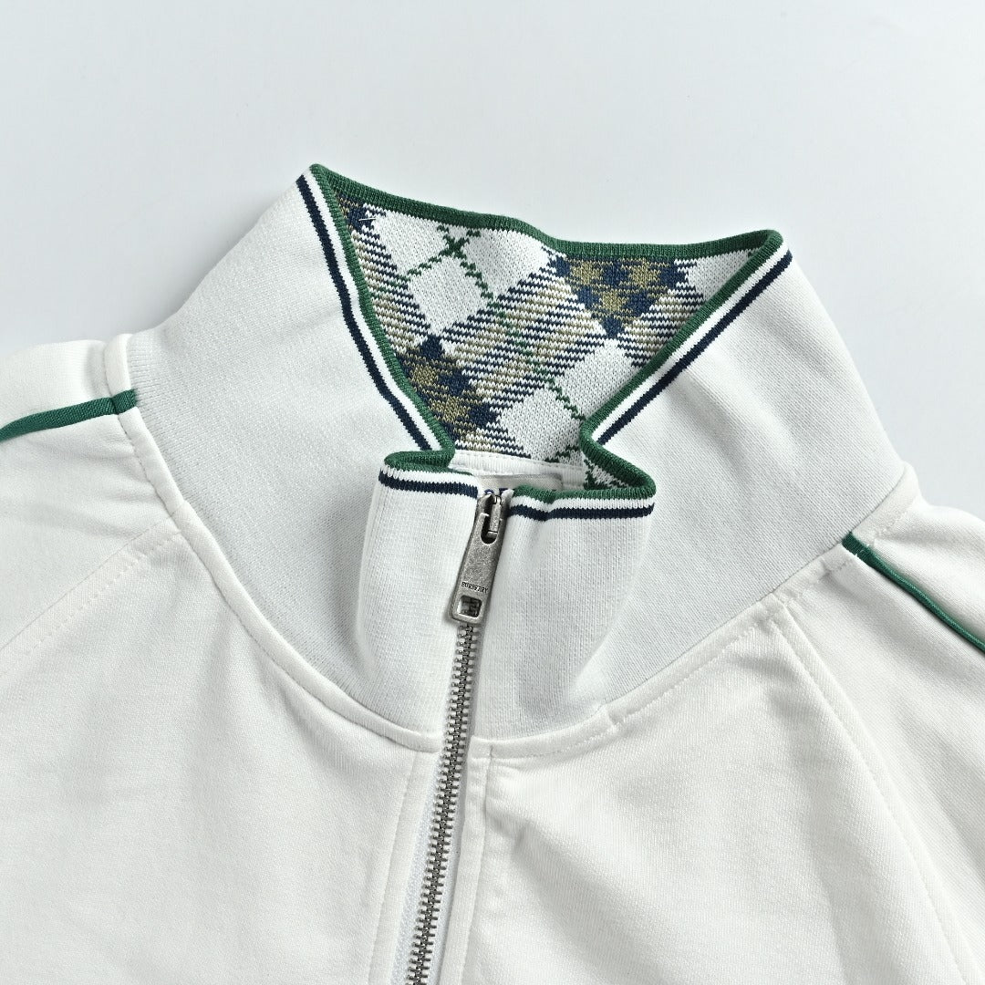 Burberry BBR Equestrian Knight Embroidered Nylon Stand-Collar Jacket - White