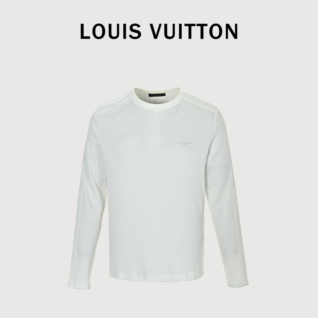 Louis Vuitton LV Two-Tone Textured Monogram Long Sleeve T-Shirt - White