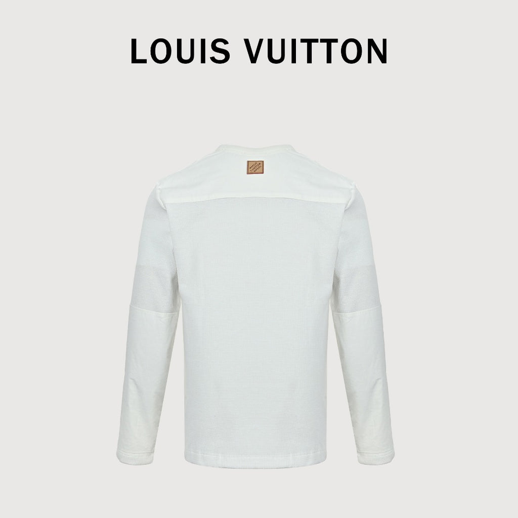 Louis Vuitton LV Two-Tone Textured Monogram Long Sleeve T-Shirt - White