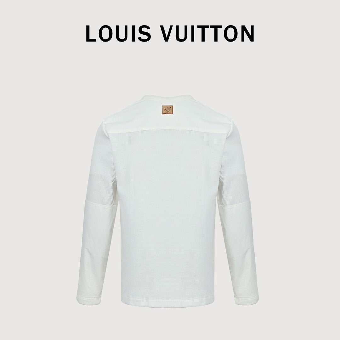 Louis Vuitton LV Two-Tone Textured Monogram Long Sleeve T-Shirt - White