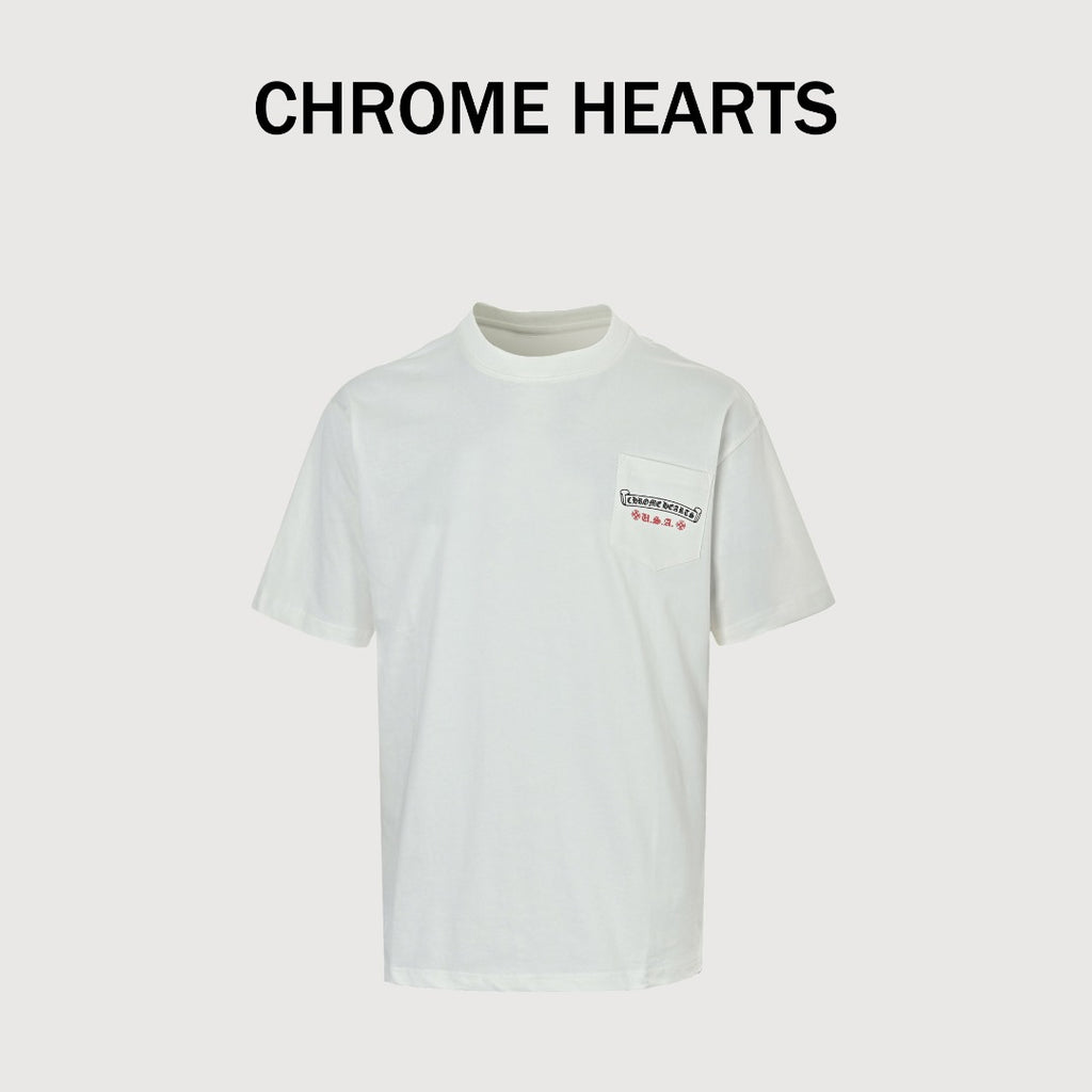 Chrome Hearts American Flag Graphic Short Sleeve T-Shirt - White