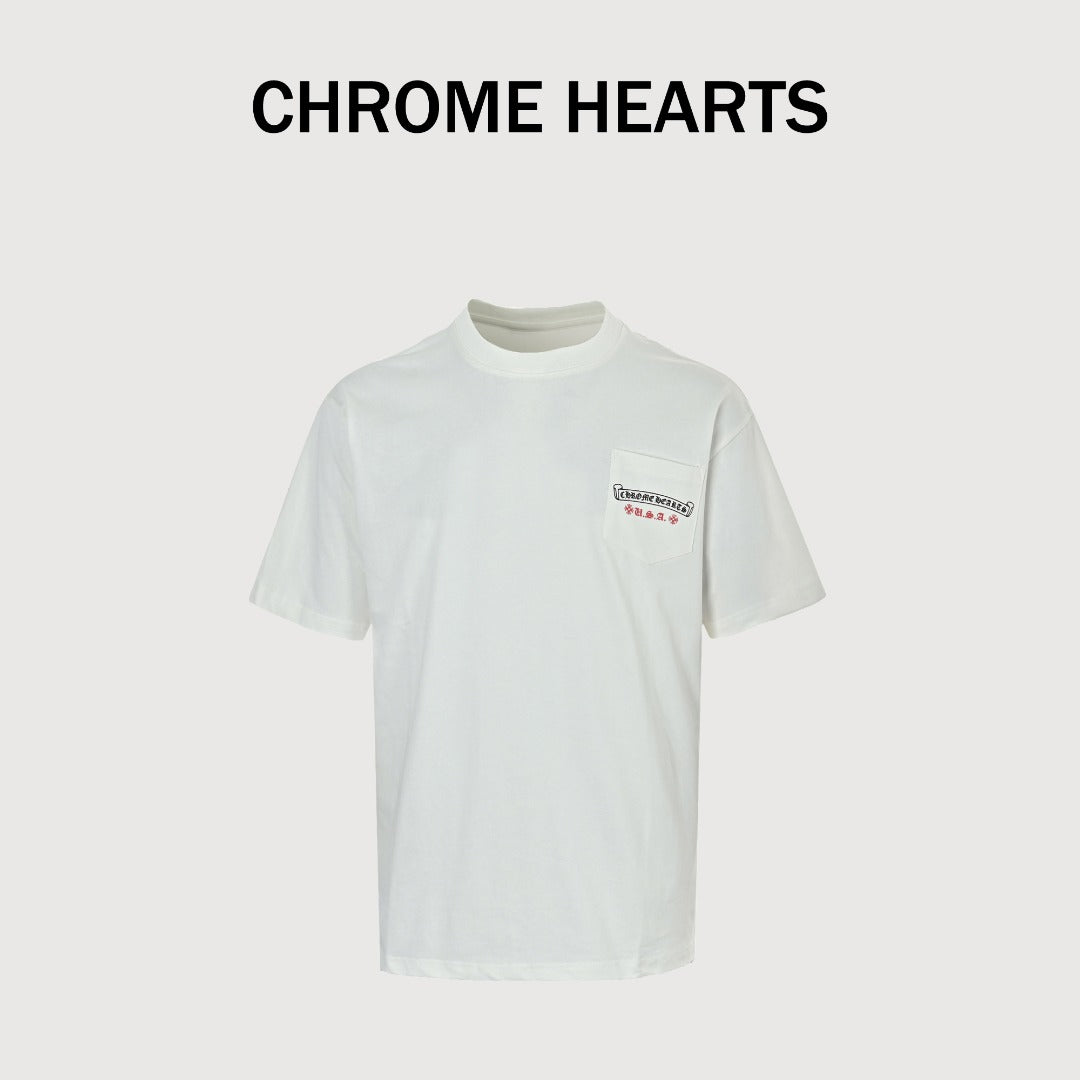 Chrome Hearts American Flag Graphic Short Sleeve T-Shirt - White