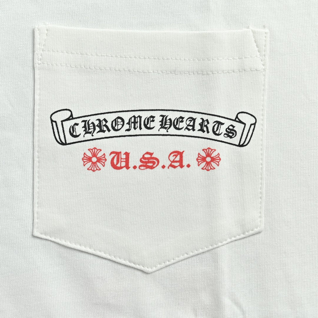 Chrome Hearts American Flag Graphic Short Sleeve T-Shirt - White