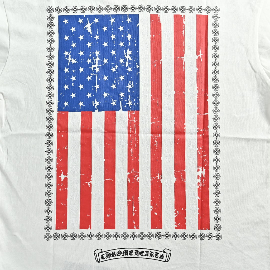 Chrome Hearts American Flag Graphic Short Sleeve T-Shirt - White