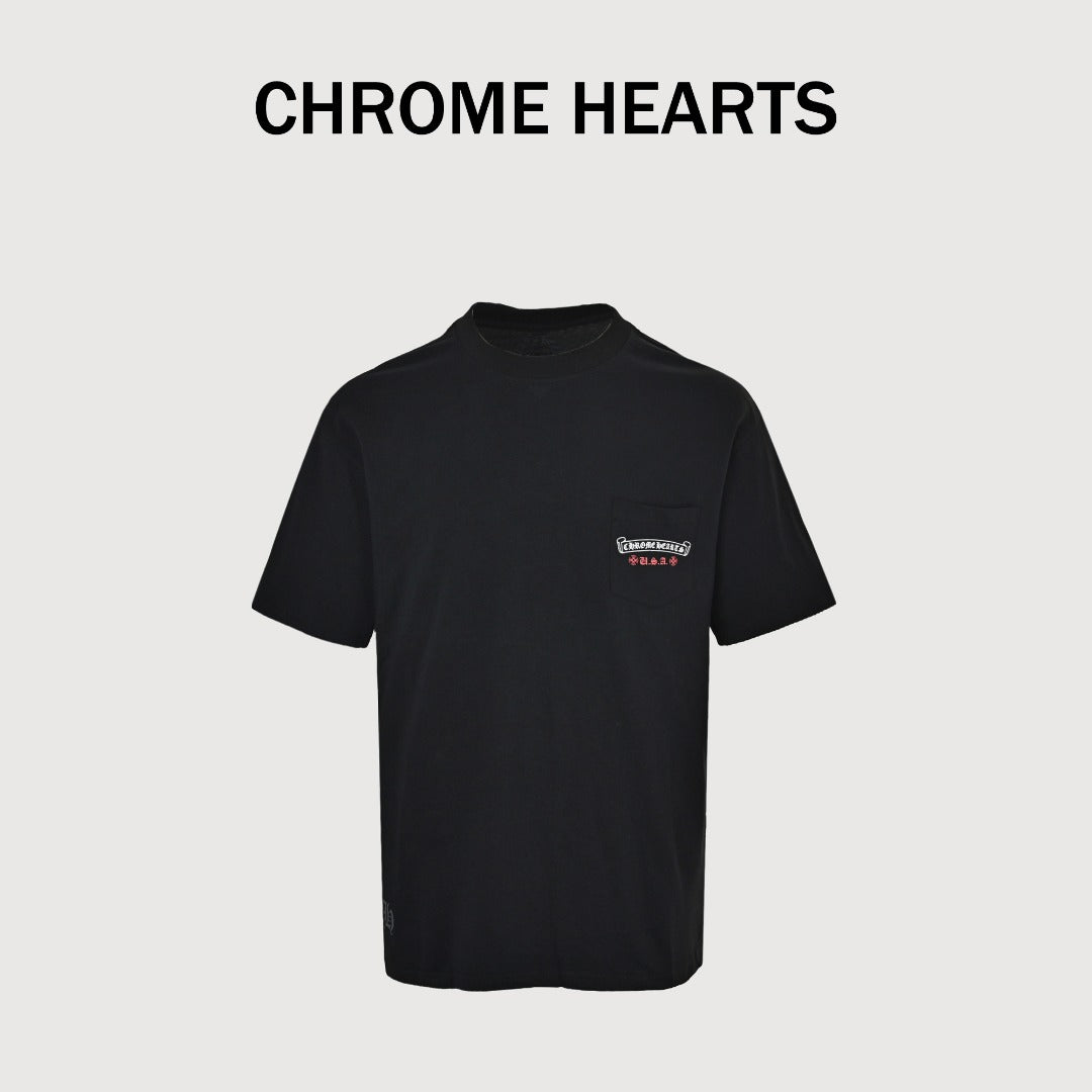 Chrome Hearts American Flag Graphic Short Sleeve T-Shirt - Black