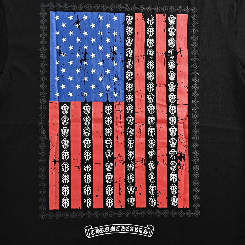 Chrome Hearts American Flag Graphic Short Sleeve T-Shirt - Black