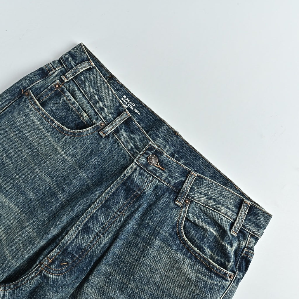 Celine 24SS Blue Distressed Straight-Leg Jeans