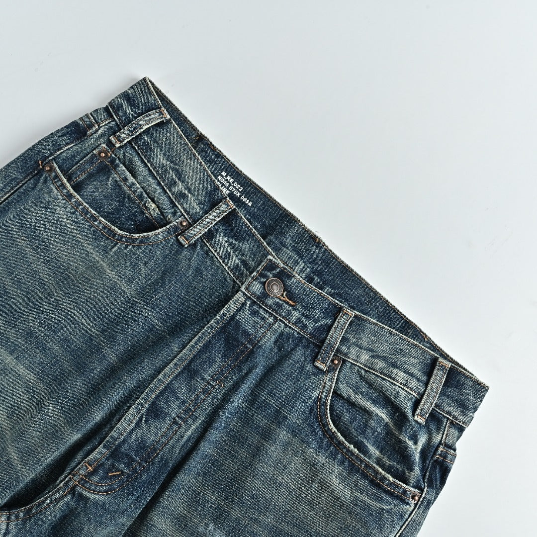 Celine 24SS Blue Distressed Straight-Leg Jeans
