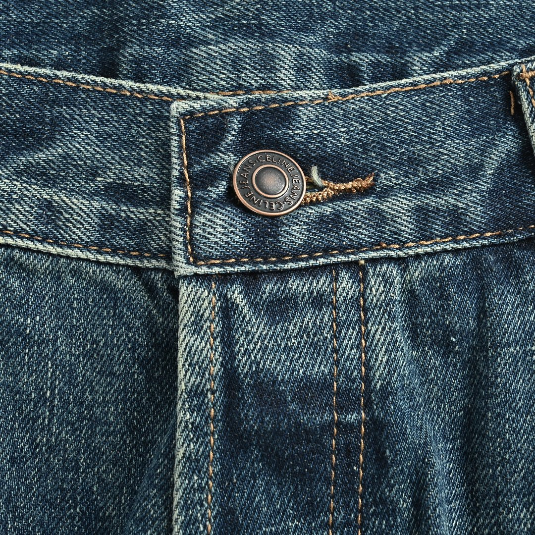 Celine 24SS Blue Distressed Straight-Leg Jeans