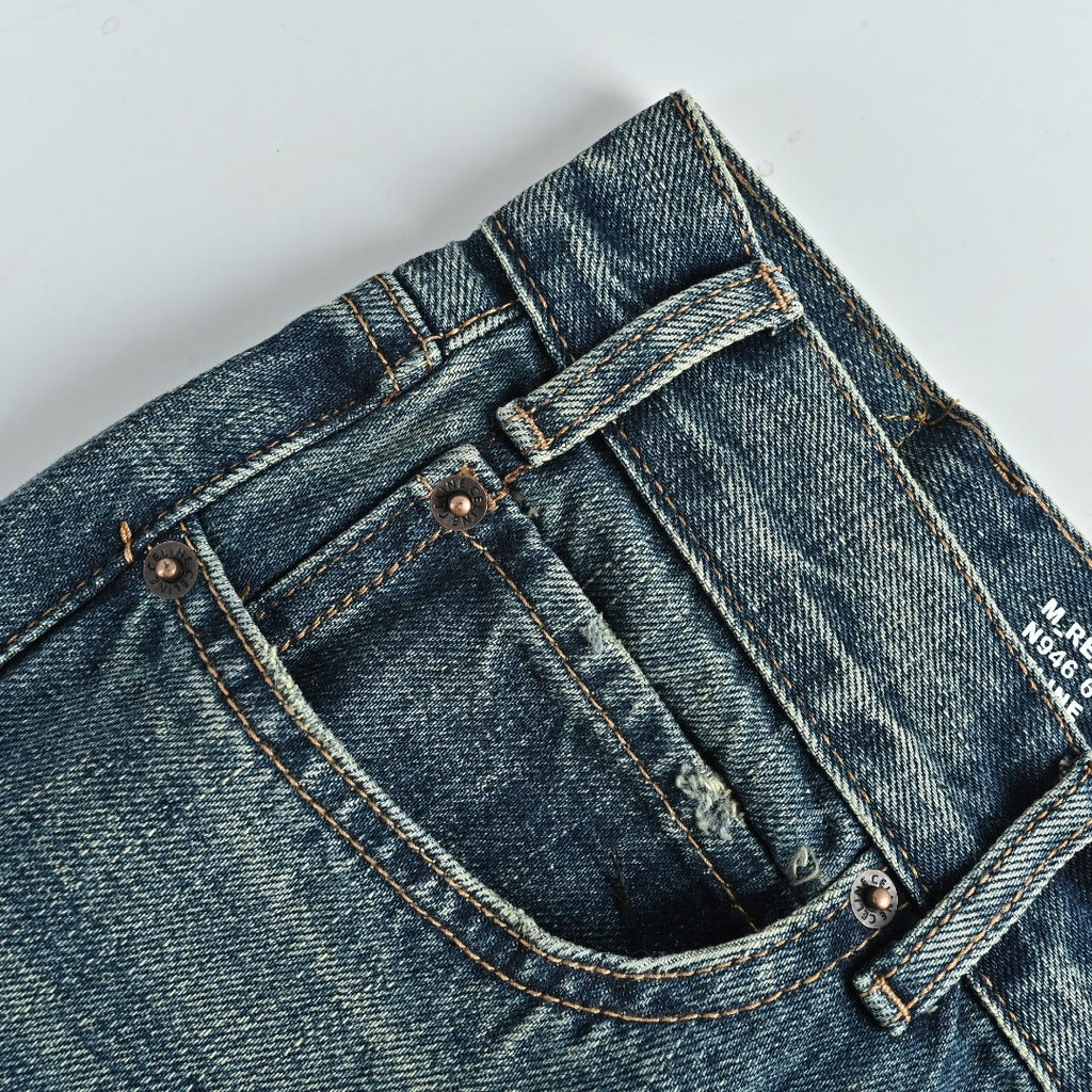 Celine 24SS Blue Distressed Straight-Leg Jeans