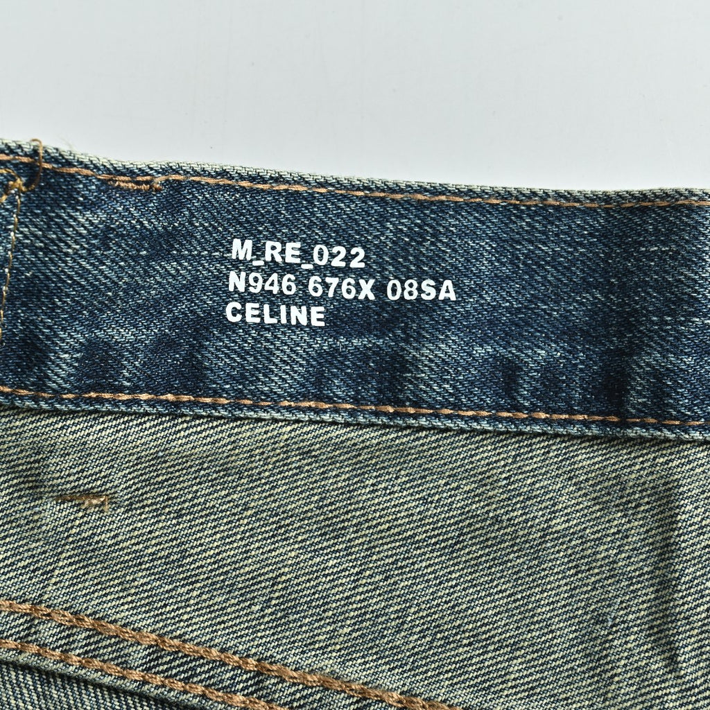 Celine 24SS Blue Distressed Straight-Leg Jeans