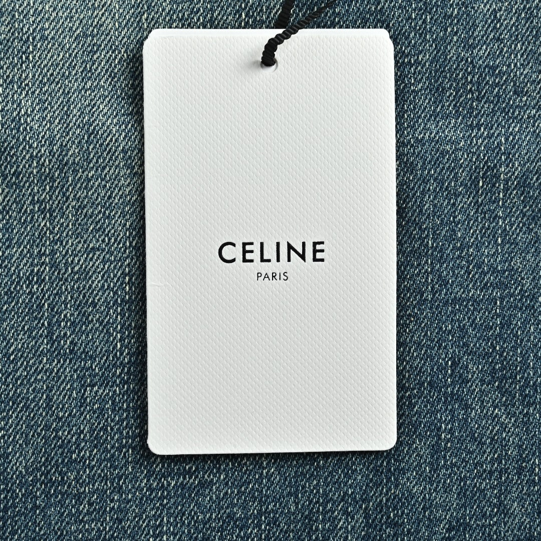 Celine 24SS Blue Distressed Straight-Leg Jeans