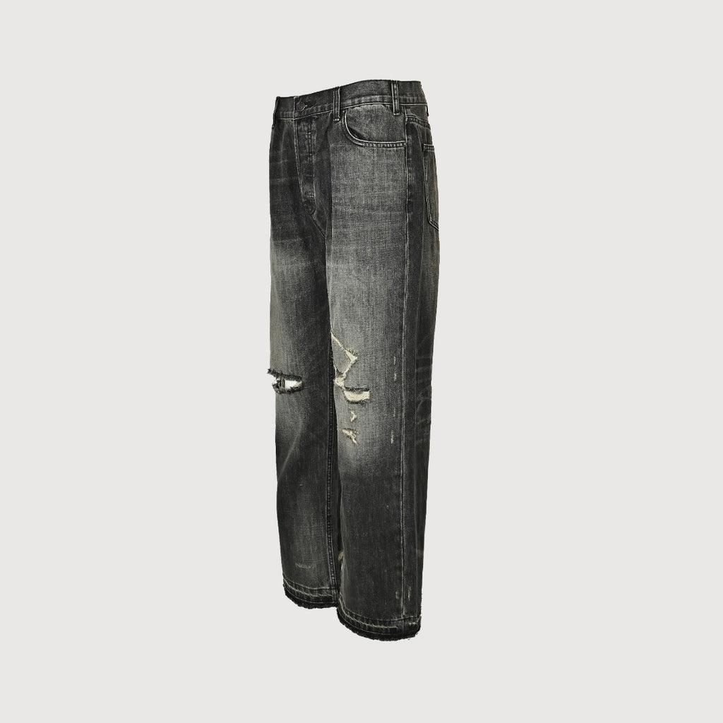 Celine 24SS Black Distressed Straight-Leg Jeans
