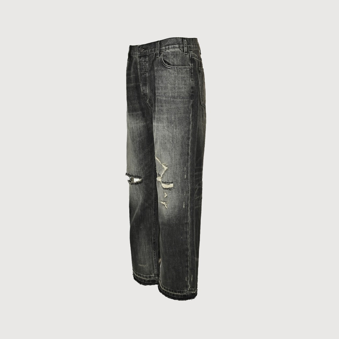 Celine 24SS Black Distressed Straight-Leg Jeans