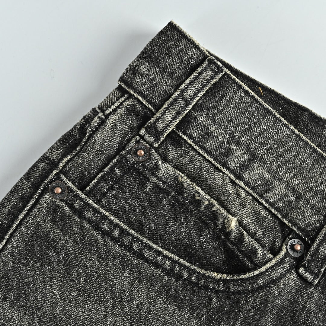 Celine 24SS Black Distressed Straight-Leg Jeans