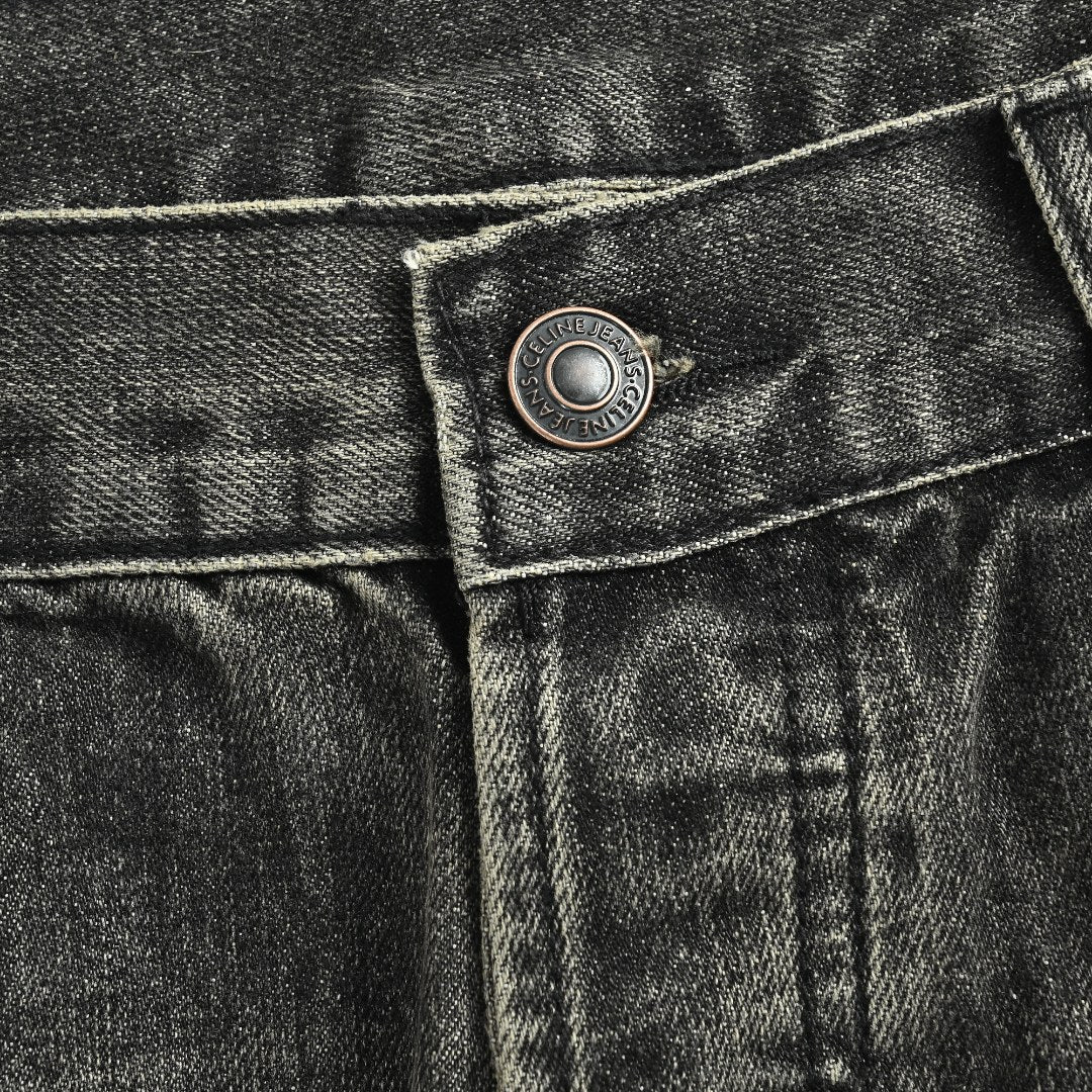 Celine 24SS Black Distressed Straight-Leg Jeans