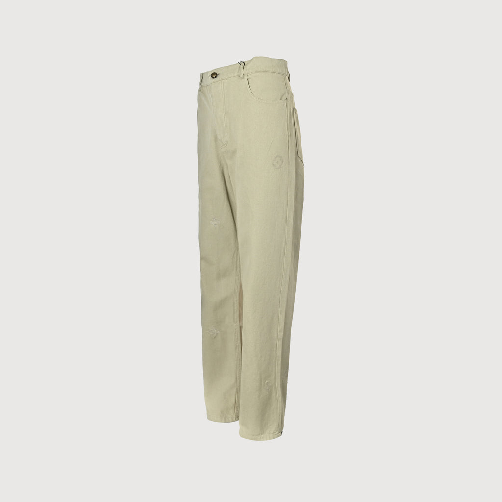 Louis Vuitton Pre-Fall 2026 Straight-Leg Embroidered Signature Trousers - Ecru