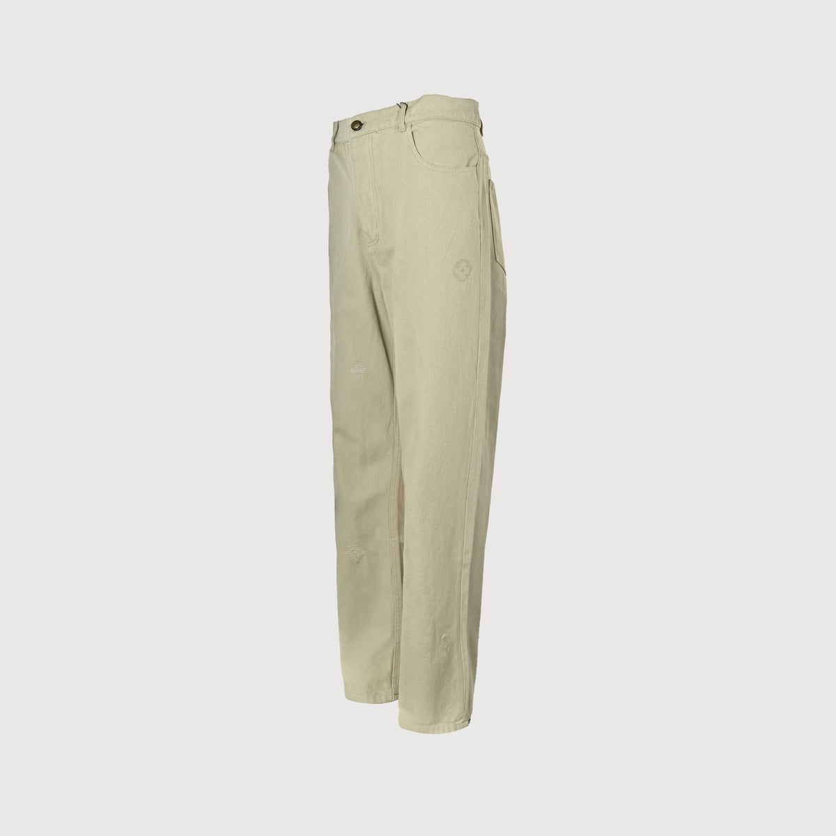 Louis Vuitton Pre-Fall 2026 Straight-Leg Embroidered Signature Trousers - Ecru