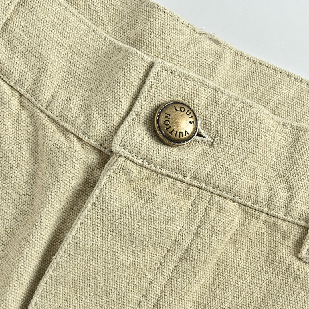 Louis Vuitton Pre-Fall 2026 Straight-Leg Embroidered Signature Trousers - Ecru