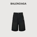 Balenciaga BLCG 26SS Contrast Logo Denim Shorts - Black