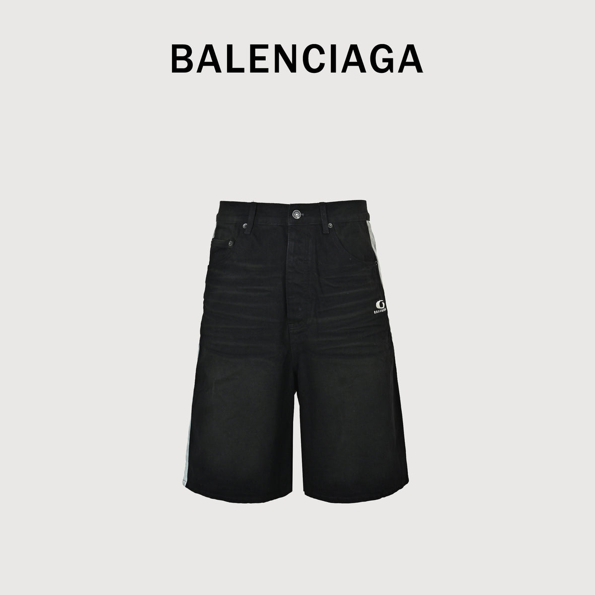 Balenciaga BLCG 26SS Contrast Logo Denim Shorts - Black