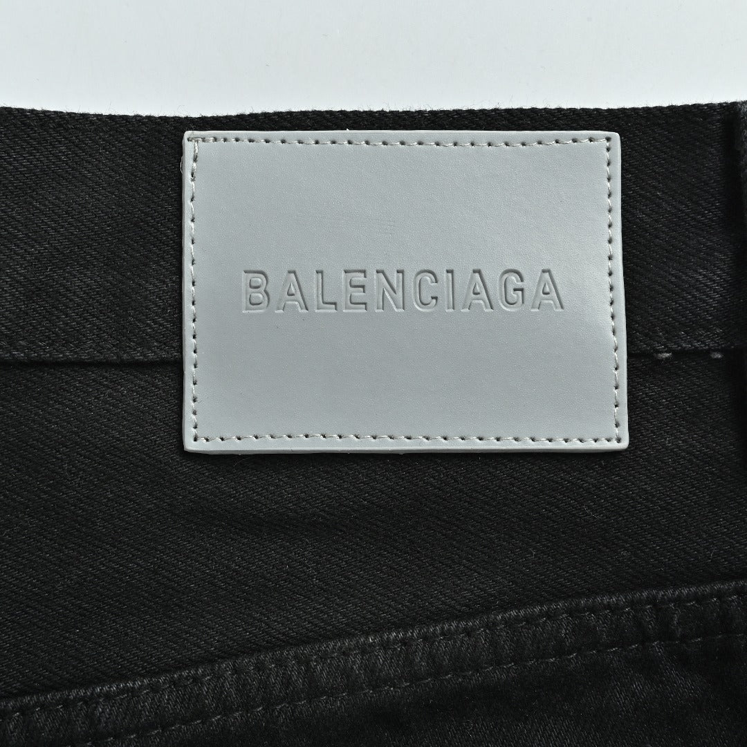 Balenciaga BLCG 26SS Contrast Logo Denim Shorts - Black