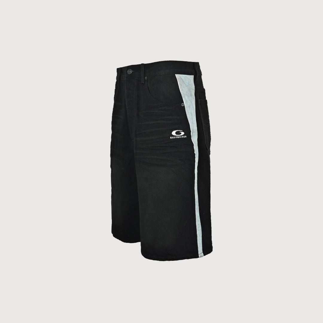 Balenciaga BLCG 26SS Contrast Logo Denim Shorts - Black
