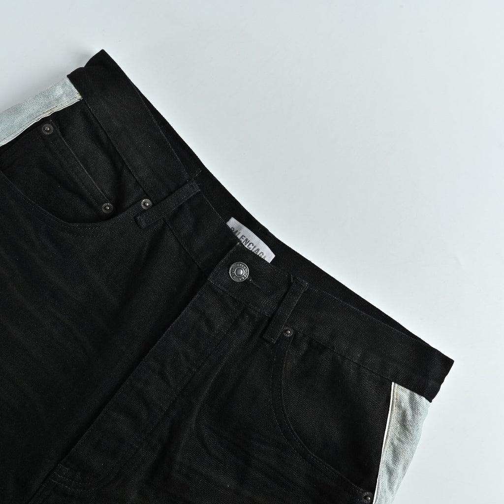Balenciaga BLCG 26SS Contrast Logo Denim Shorts - Black