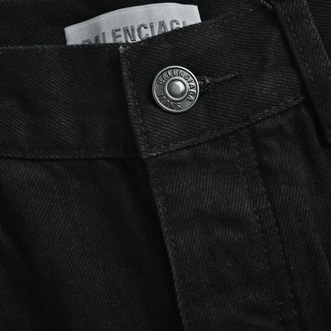Balenciaga BLCG 26SS Contrast Logo Denim Shorts - Black