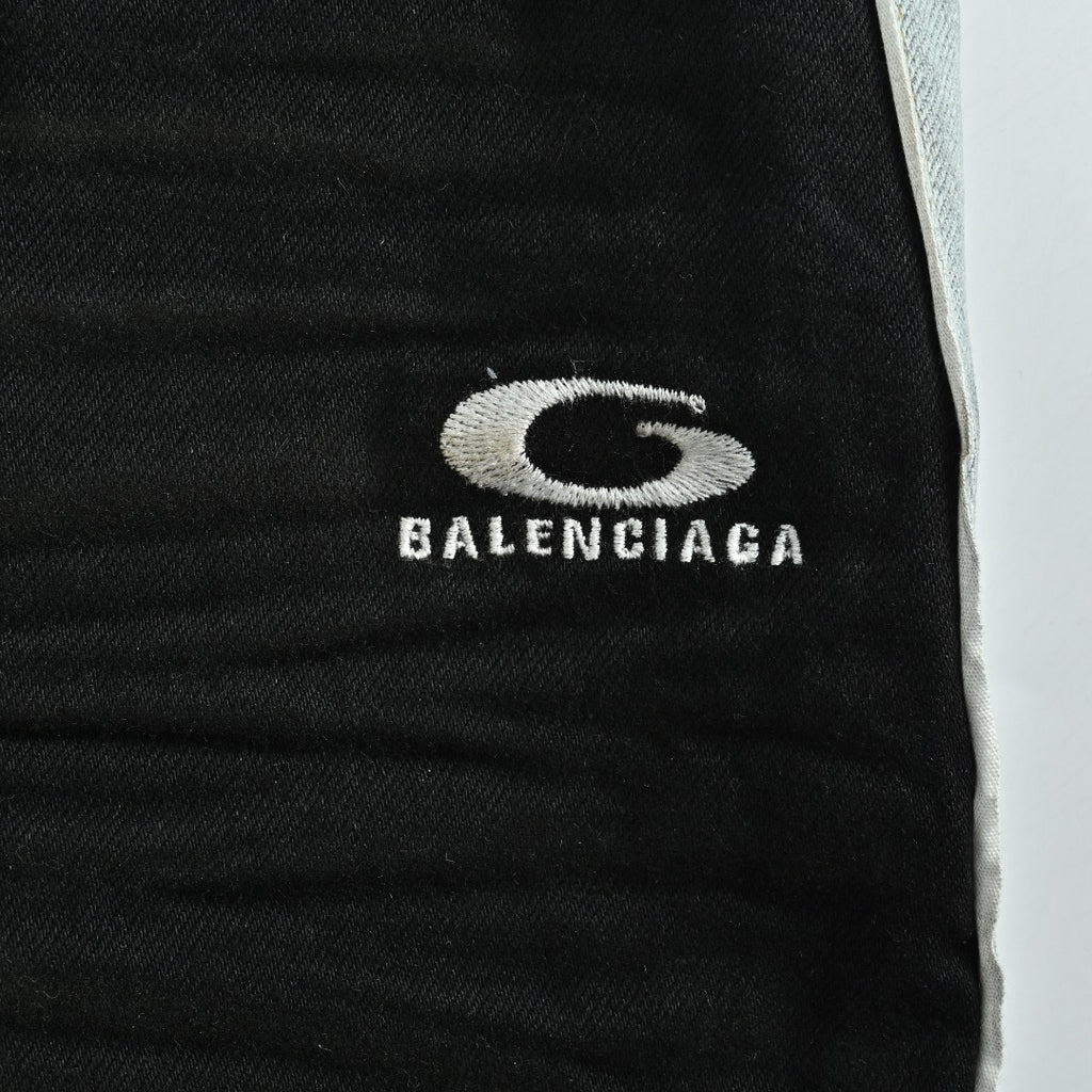 Balenciaga BLCG 26SS Contrast Logo Denim Shorts - Black