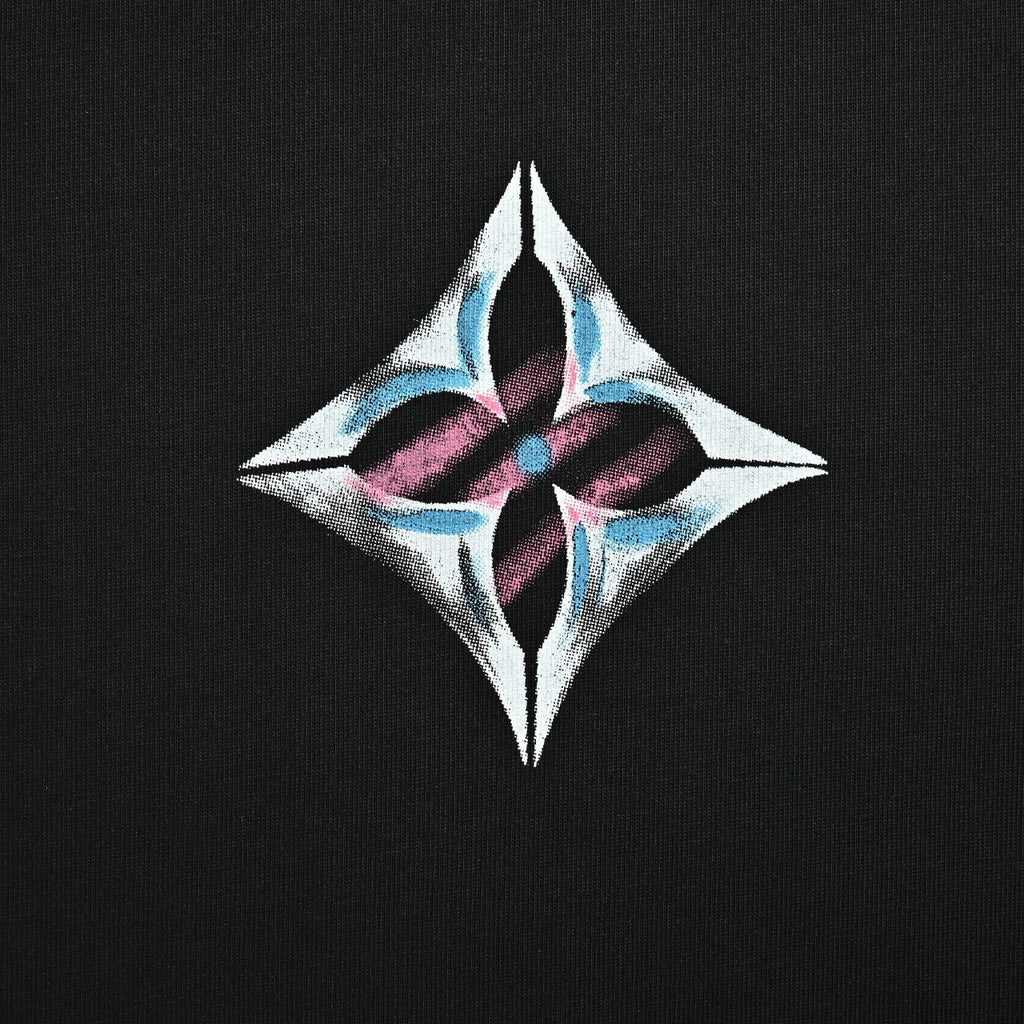 Louis Vuitton Four-Leaf Clover Graffiti Hand-Painted Long Sleeve T-Shirt - Black