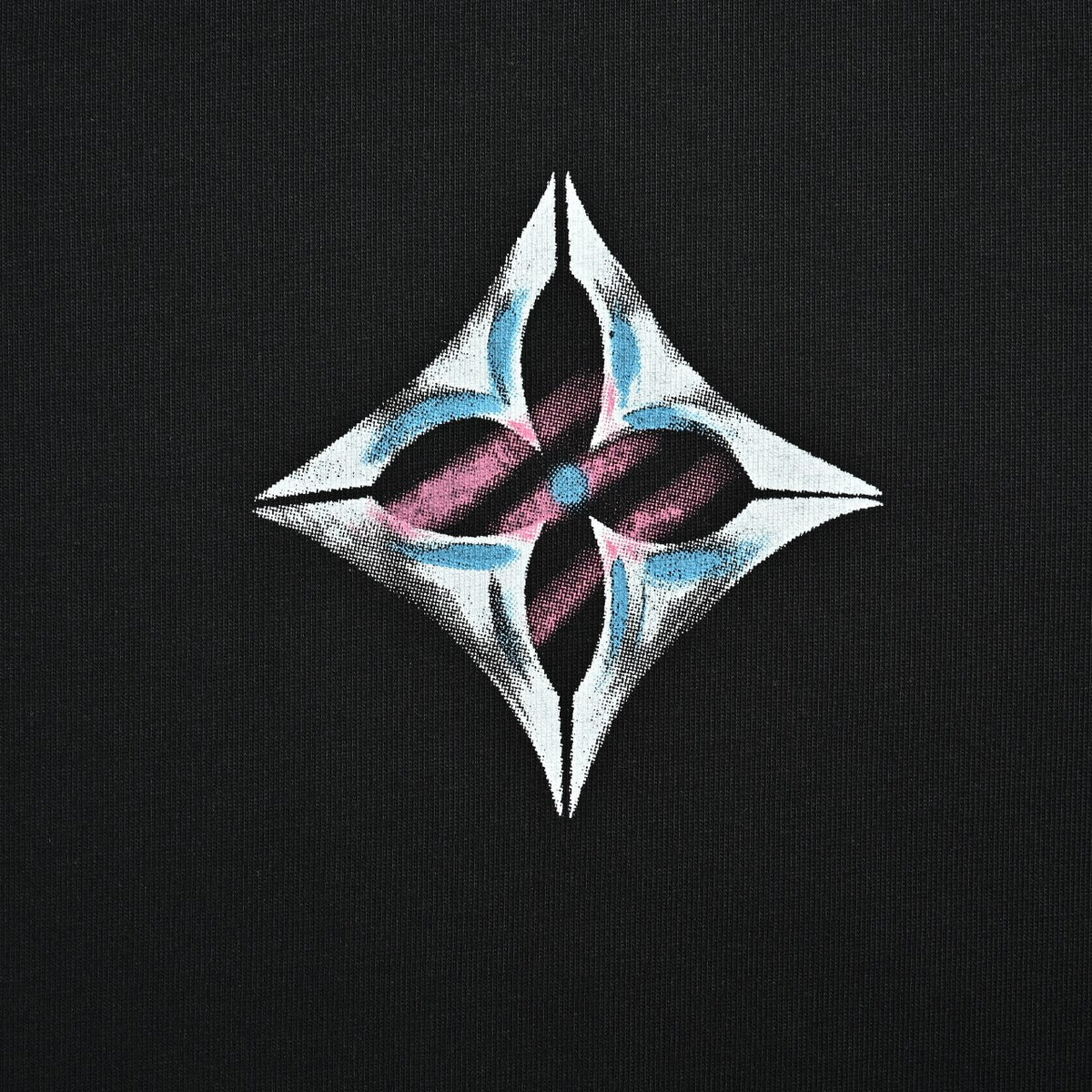 Louis Vuitton Four-Leaf Clover Graffiti Hand-Painted Long Sleeve T-Shirt - Black