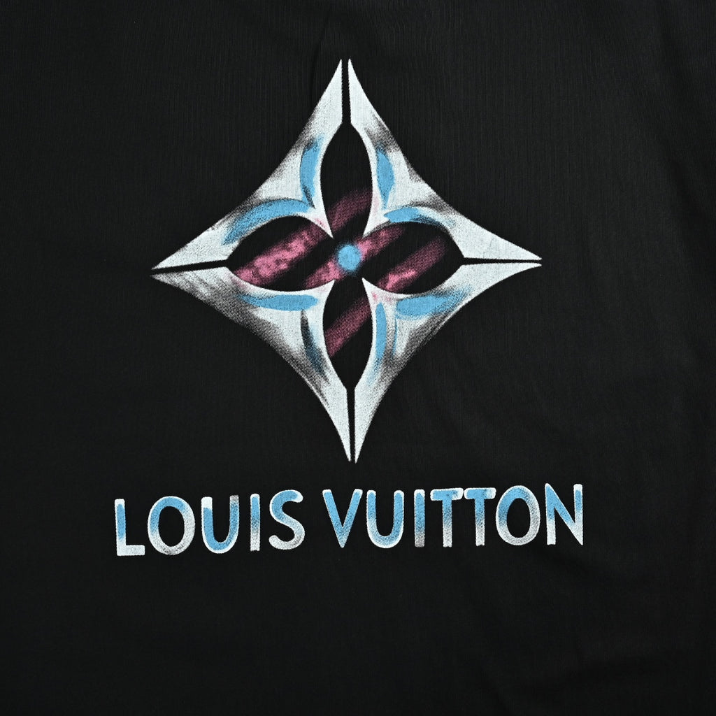 Louis Vuitton Four-Leaf Clover Graffiti Hand-Painted Long Sleeve T-Shirt - Black