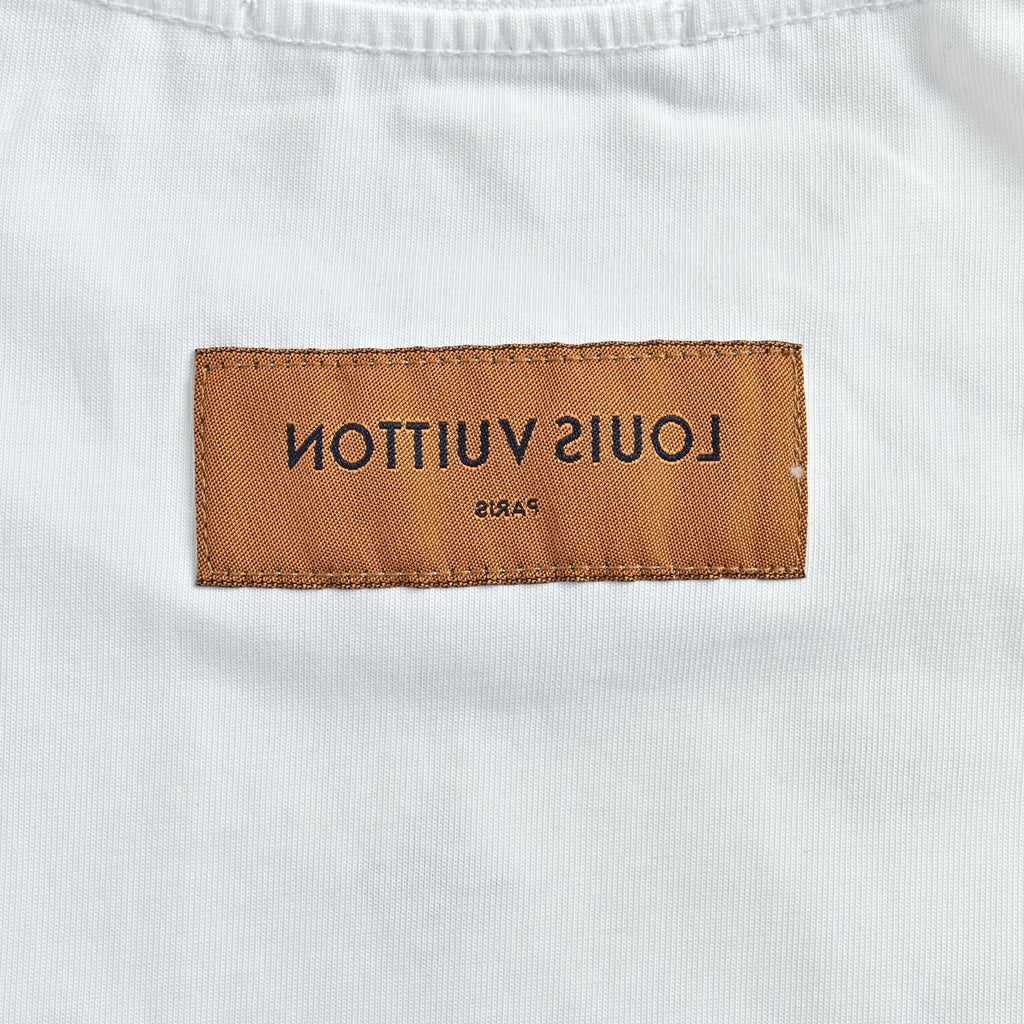 Louis Vuitton 26SS Wave Pattern Color-Block Monogram Embroidered Logo Long Sleeve T-Shirt - White