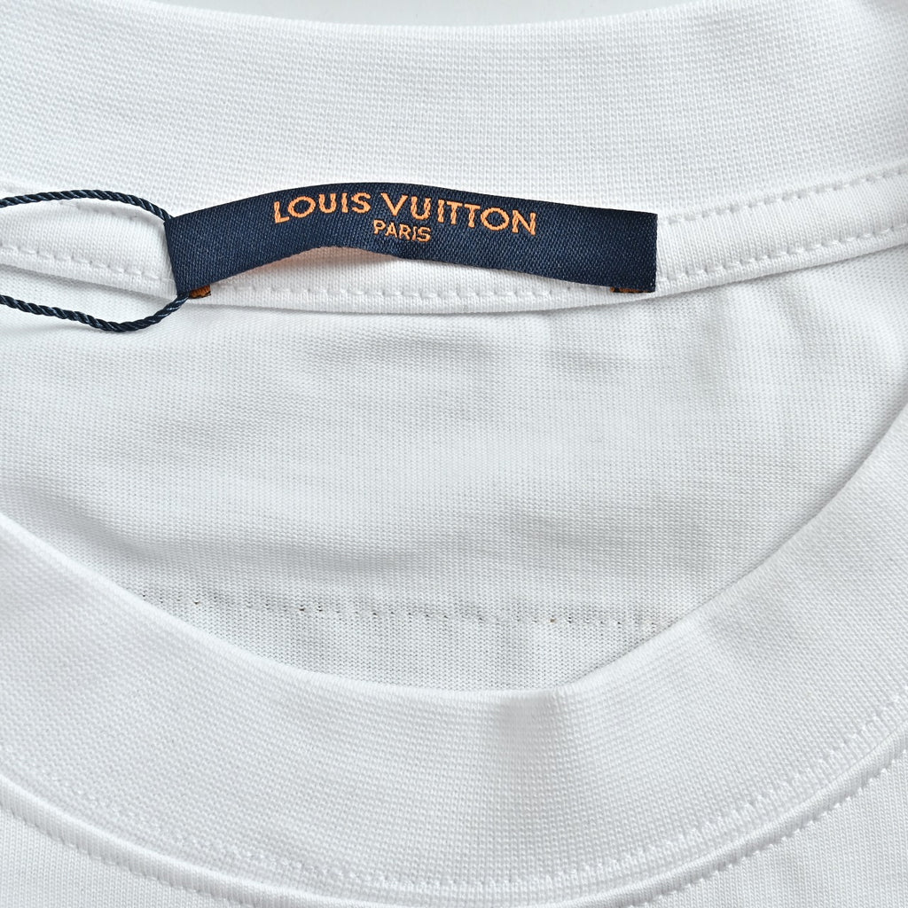 Louis Vuitton 26SS Wave Pattern Color-Block Monogram Embroidered Logo Long Sleeve T-Shirt - White