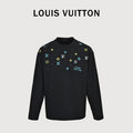 Louis Vuitton 26SS Wave Pattern Color-Block Monogram Embroidered Logo Long Sleeve T-Shirt - Black