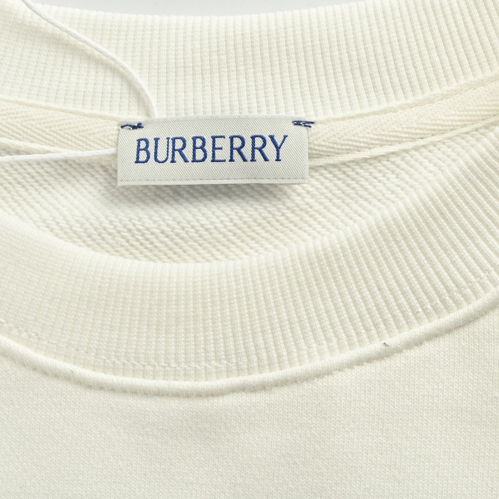 Burberry BBR Side Diamond Check Woven Tape Crewneck Sweatshirt - Cream