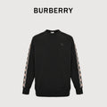 Burberry BBR Side Diamond Check Woven Tape Crewneck Sweatshirt - Black