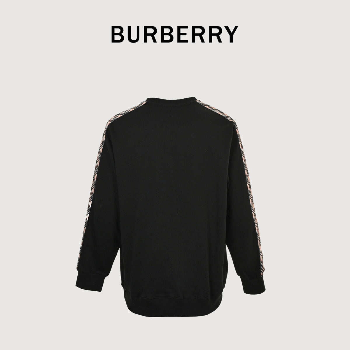 Burberry BBR Side Diamond Check Woven Tape Crewneck Sweatshirt - Black