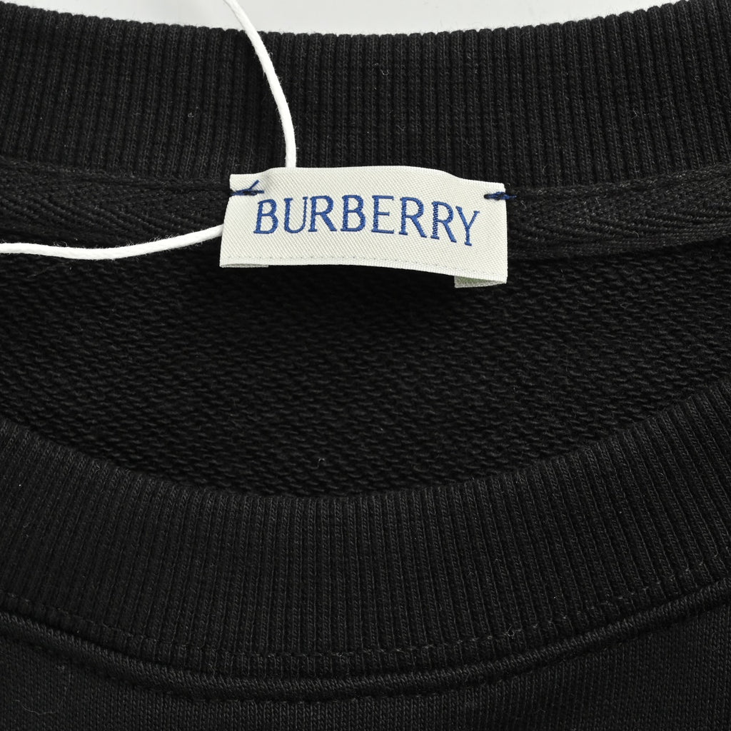 Burberry BBR Side Diamond Check Woven Tape Crewneck Sweatshirt - Black